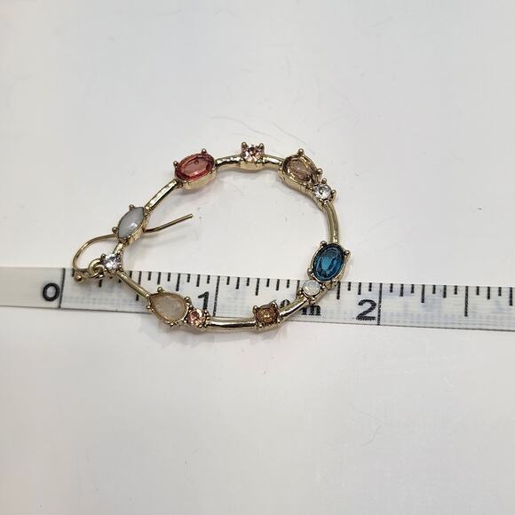 Teardrop Gold Tone Crystal Dangle Drop Hook Earrings Multi Color Stones Oversize - Picture 5 of 5